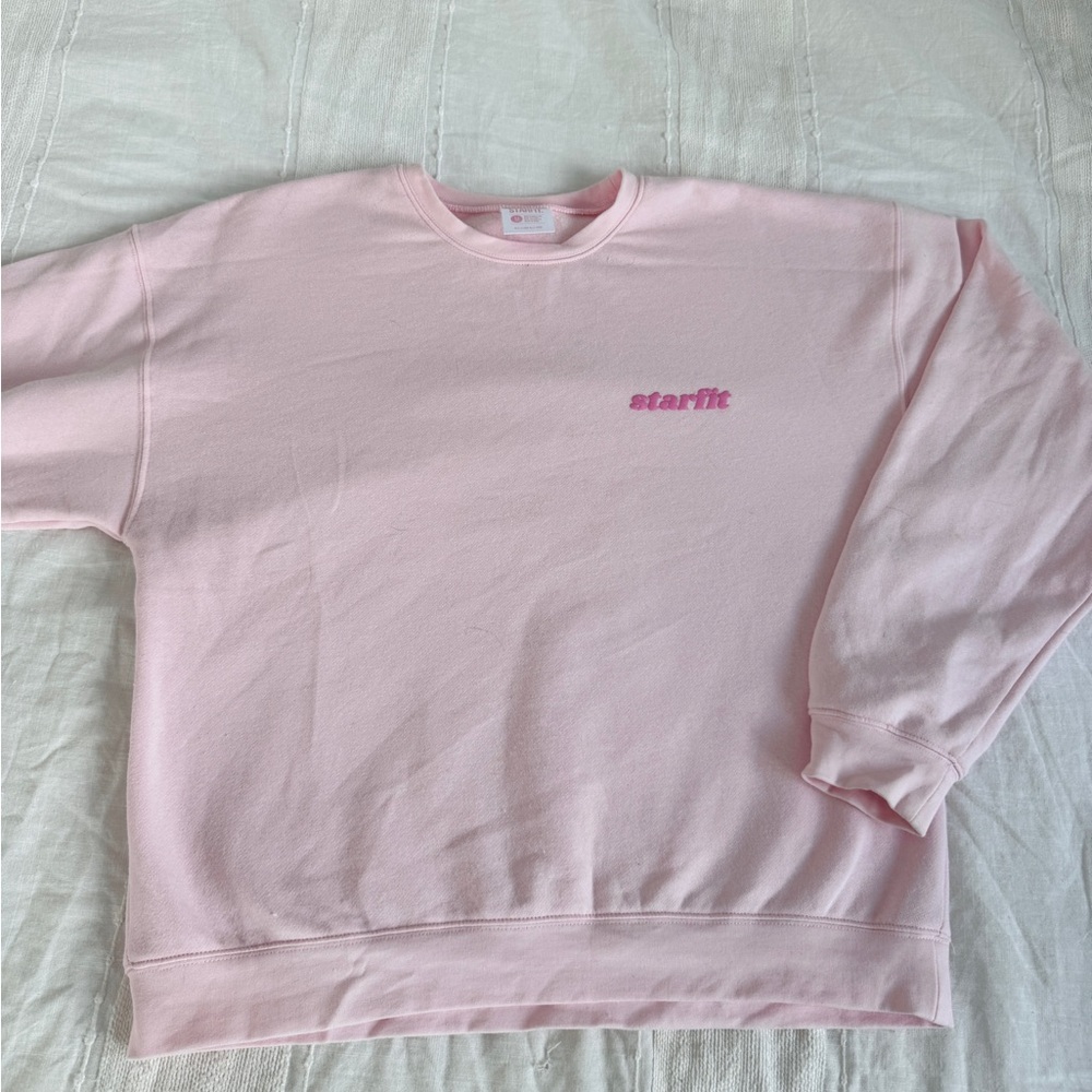 Starfit Pink Smiley Face Sleeve Women's Sweatshirt